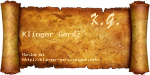 Klinger Gerő névjegykártya